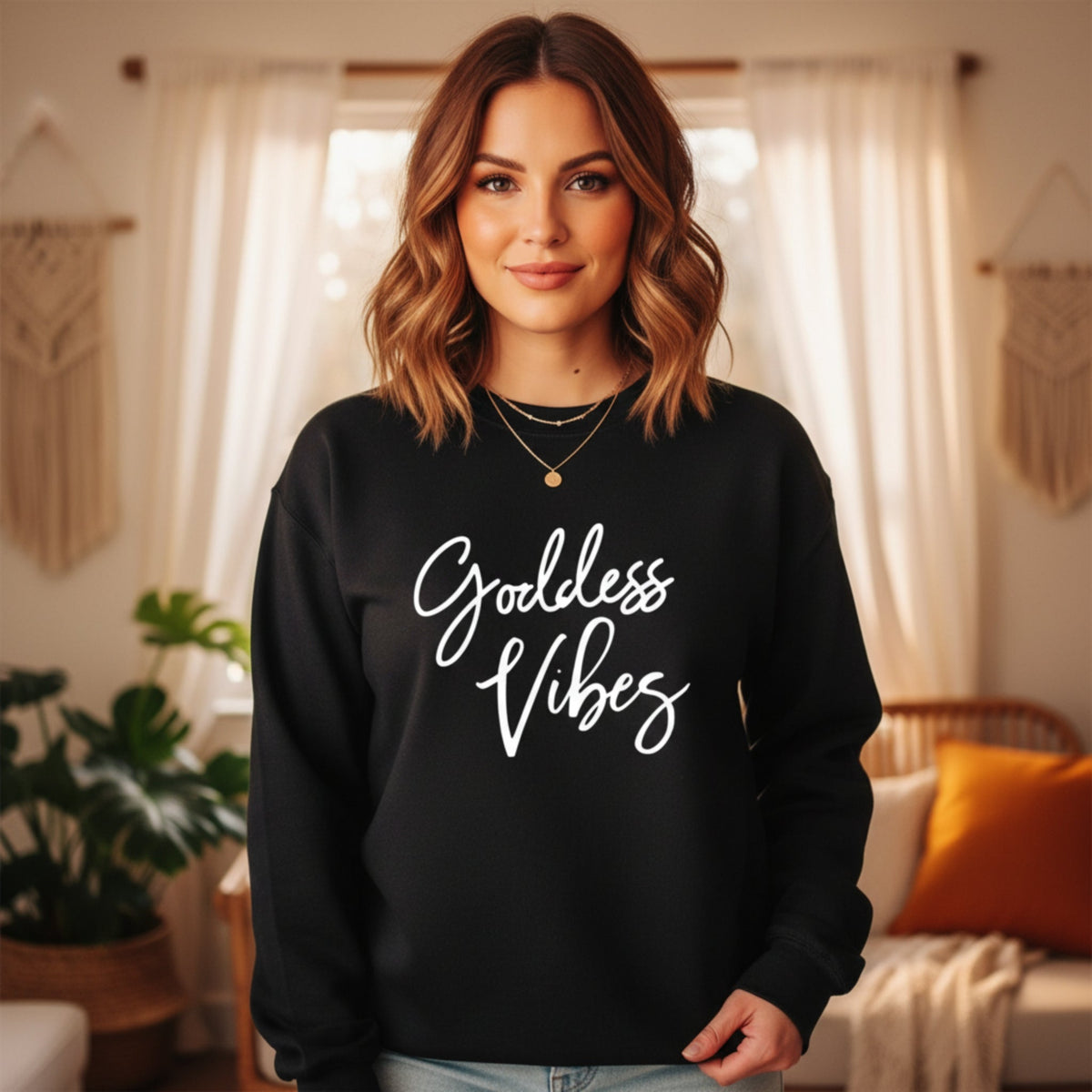 Goddess Vibes Sweatshirt in Black – spiritual crewneck for women, goddess vibes pullover sweatshirt
Sun and Moon Yin Yang Sweatshirt
