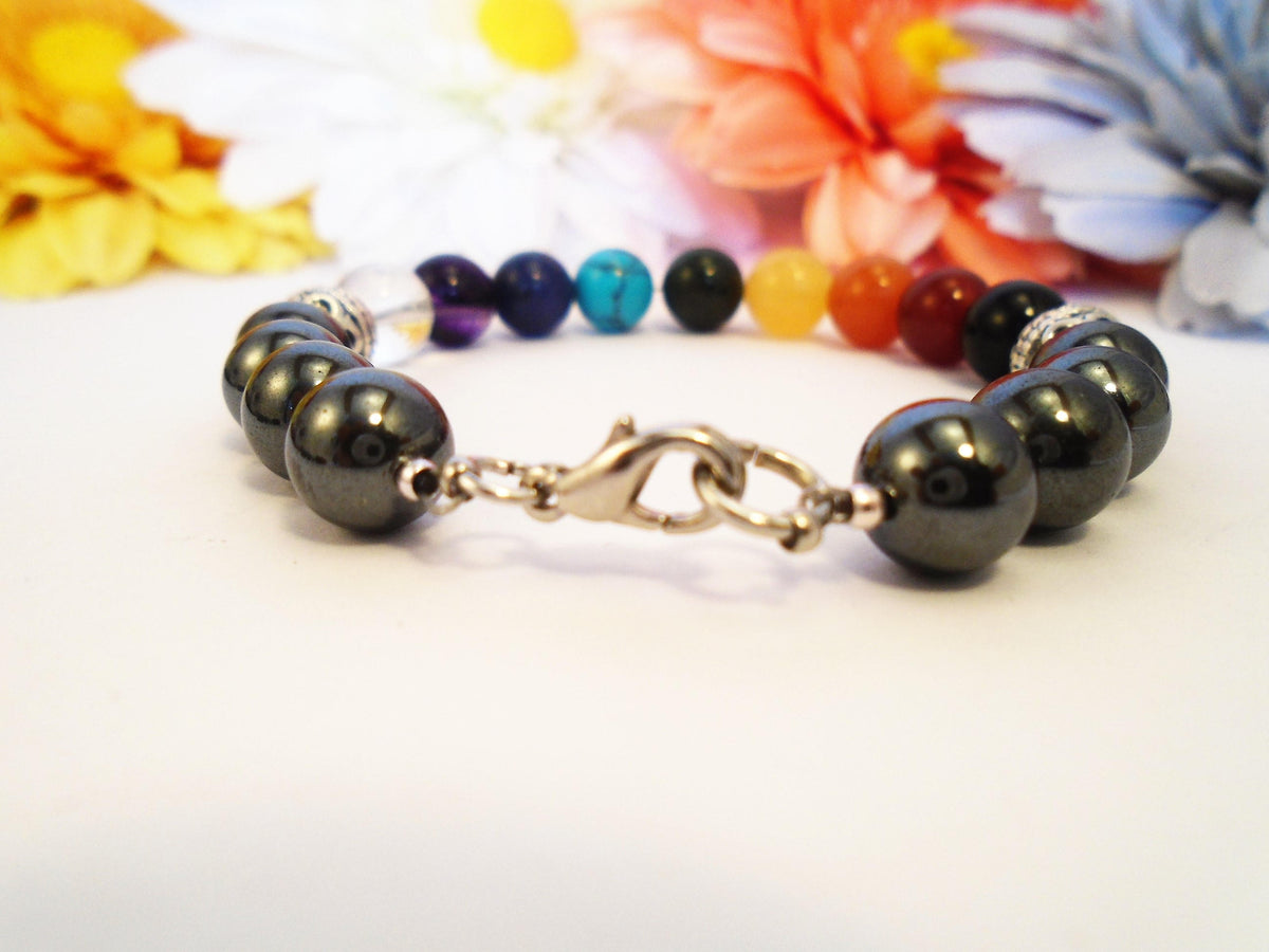 healing crystal chakra bracelet hematite grounding protection jewelry