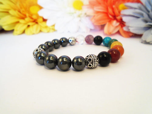 7 chakra hematite bracelet reiki infused healing crystal jewelry for women