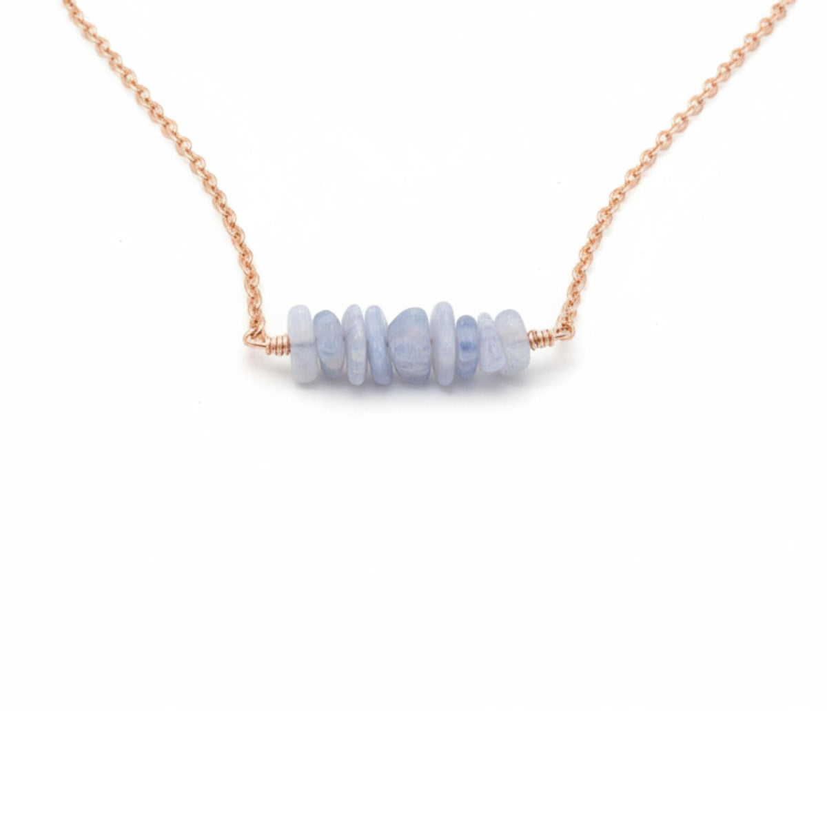 Blue lace agate crystal bar necklace encouragement gift for women calm confidence throat chakra