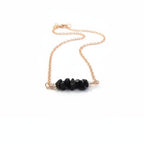 Healing crystal necklace for protection raw black obsidian volcanic glass rose gold silver