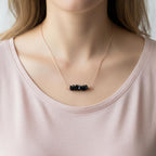 Black obsidian grounding necklace Reiki infused root chakra crystal jewelry for women