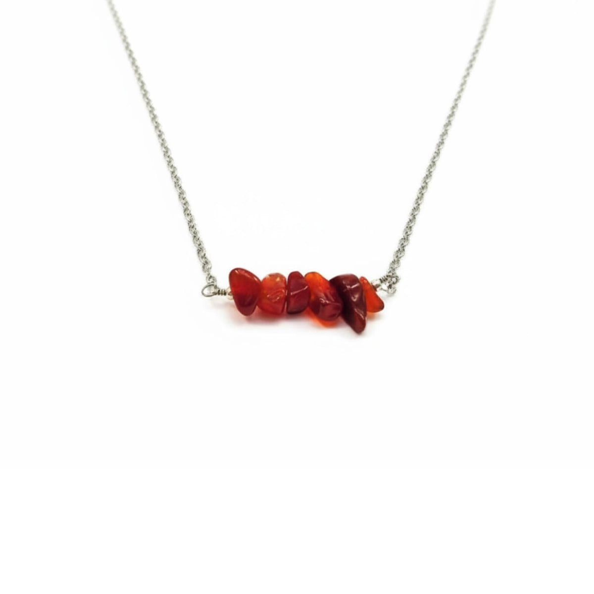 Confidence healing crystal necklace raw carnelian bar sterling silver Reiki handmade Canada