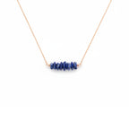 Healing crystal necklace for intuition raw royal blue lapis lazuli gemstone rose gold silver