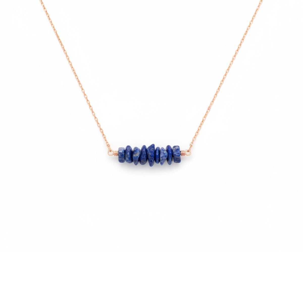 Healing crystal necklace for intuition raw royal blue lapis lazuli gemstone rose gold silver