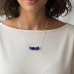 Lapis lazuli chip bar necklace for intuition honest self expression and third eye energy