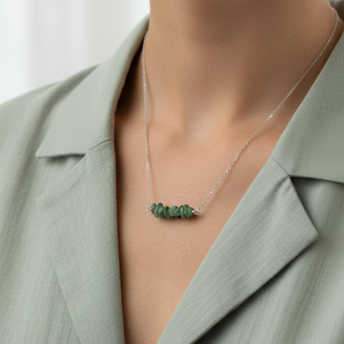 Raw green aventurine abundance healing crystal necklace heart chakra bar pendant Canada