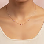 Dainty rose quartz necklace for self love and emotional healing