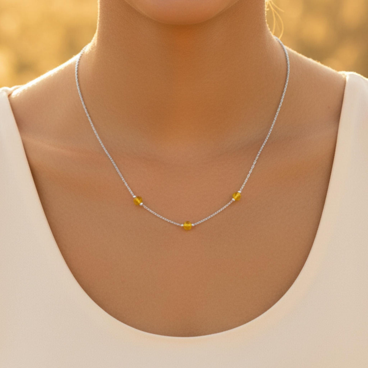 Dainty citrine necklace for abundance and positive energy