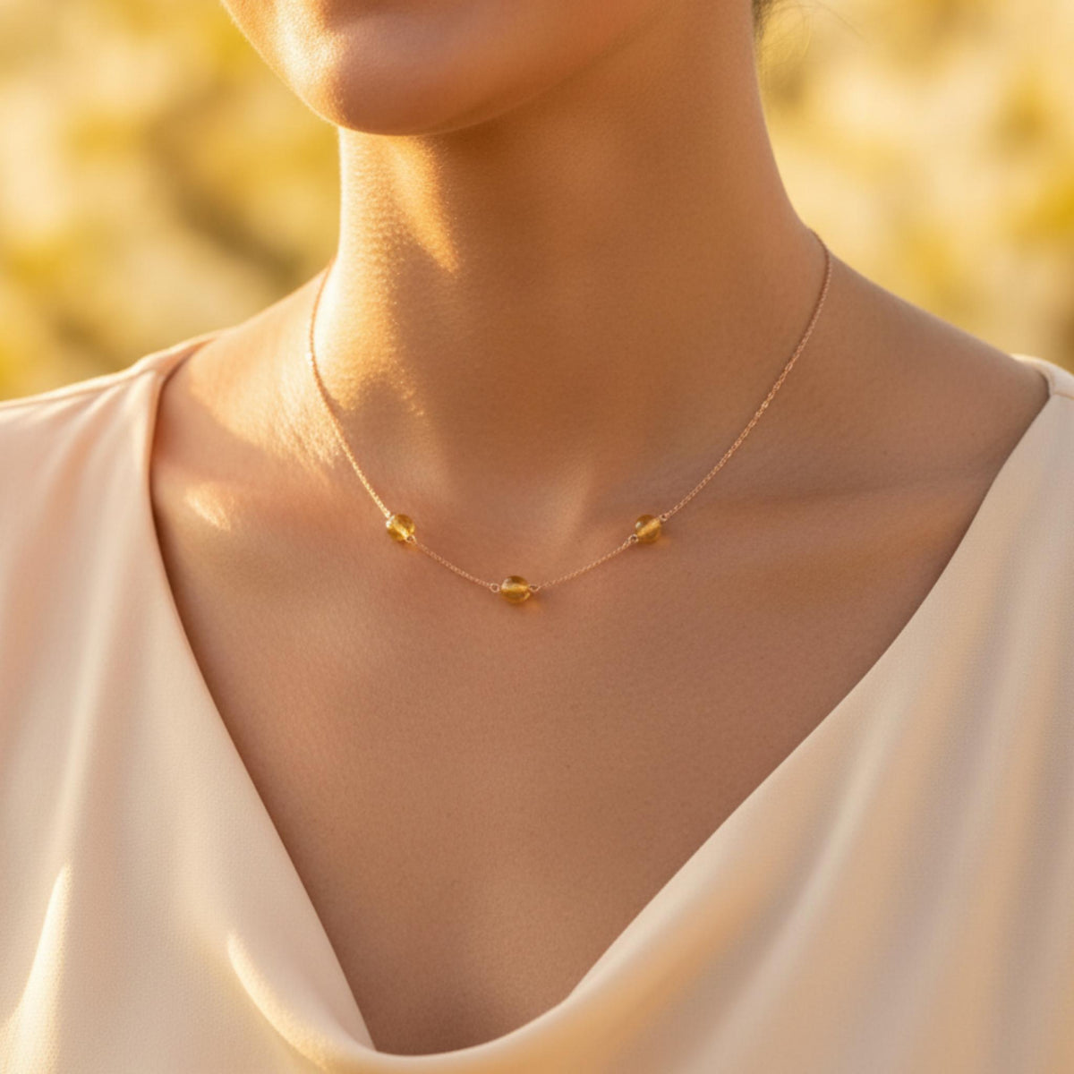  Minimalist yellow gemstone necklace sterling silver dainty jewelry for women