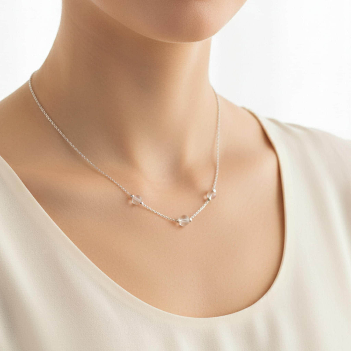 Dainty clear quartz necklace for clarity and energy healing
