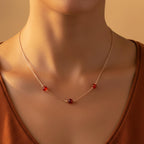 Three stone carnelian crystal necklace handmade in Canada 