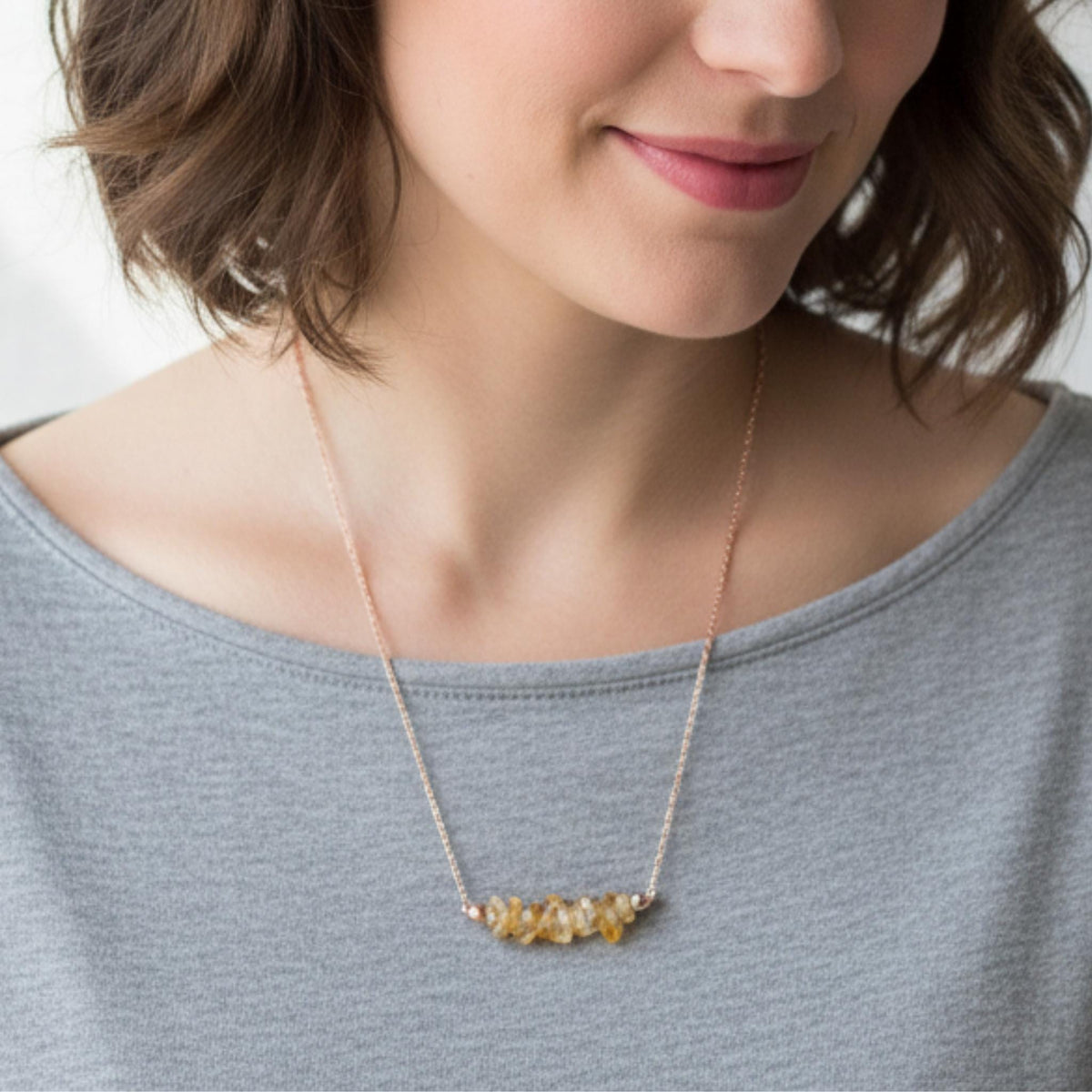 Citrine gemstone necklace November birthstone gift for confidence and positive energy