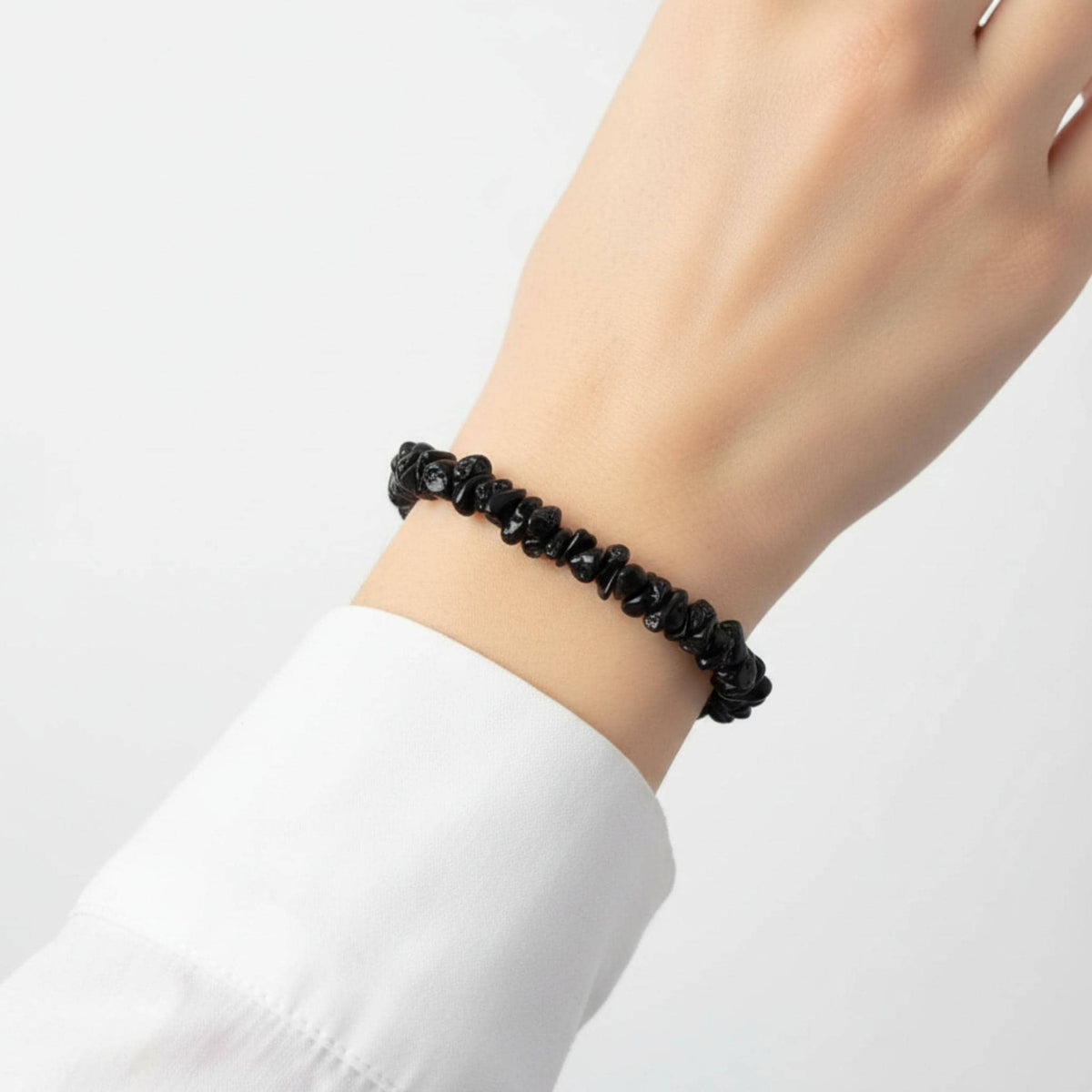Black Obsidian chip bracelet with clasp – protection crystal bracelet for grounding and negative energy shield handmade in Canada
