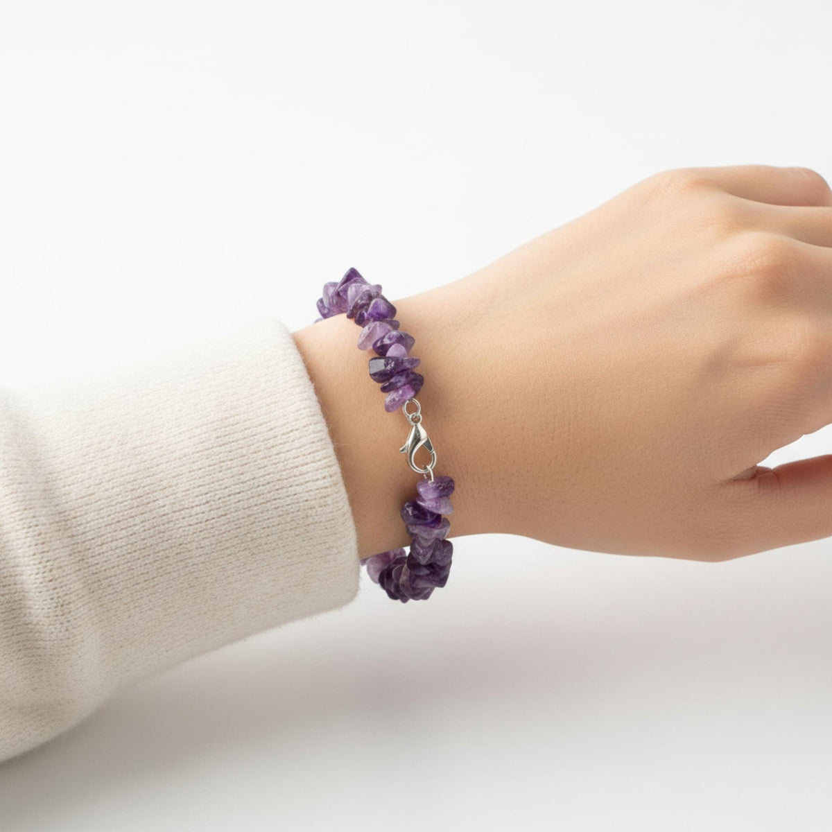 Genuine Amethyst gemstone bracelet with adjustable clasp – meaningful birthstone gift for women