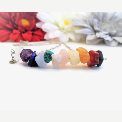 7 chakra bar necklace 10 genuine crystal stones energy balance healing pendant