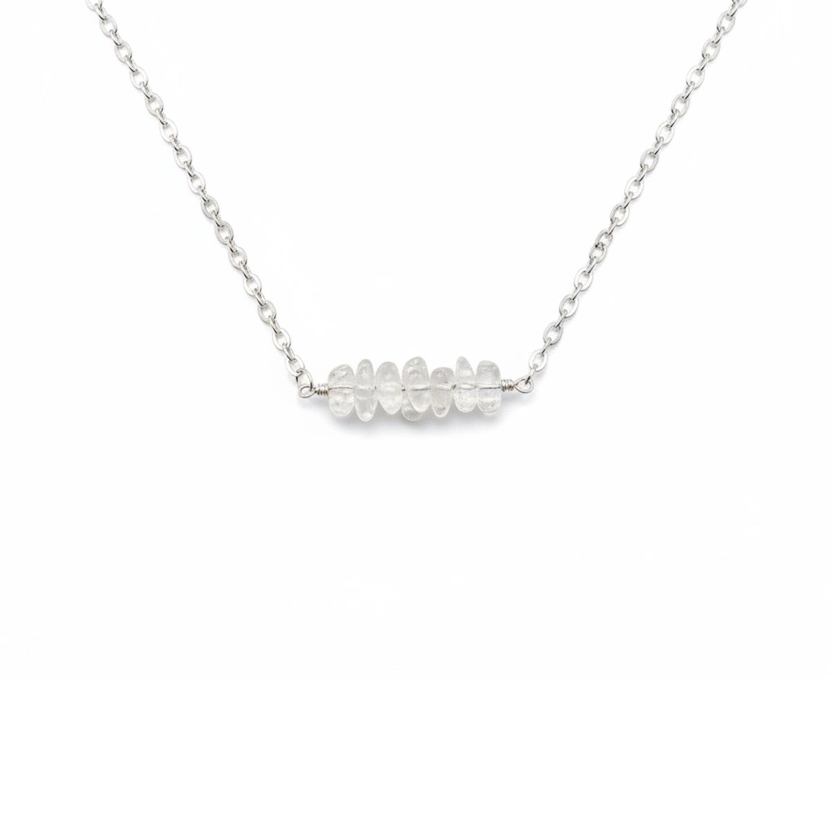 Clear quartz crystal bar necklace April birthstone gift crown chakra amplifying energy jewelry