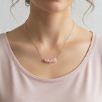 Self love healing crystal necklace raw rose quartz bar sterling silver handmade Canada