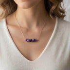 Amethyst chip bar necklace for stress relief calm and third eye crown chakra energy