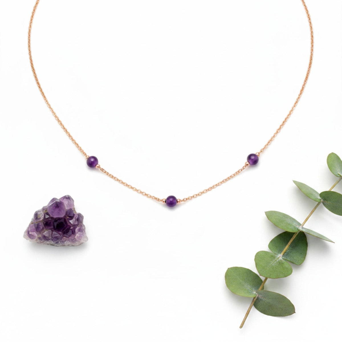 Amethyst healing crystal necklace gift for anxiety relief