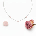 Rose quartz healing crystal necklace gift for self care and heartbreak recovery