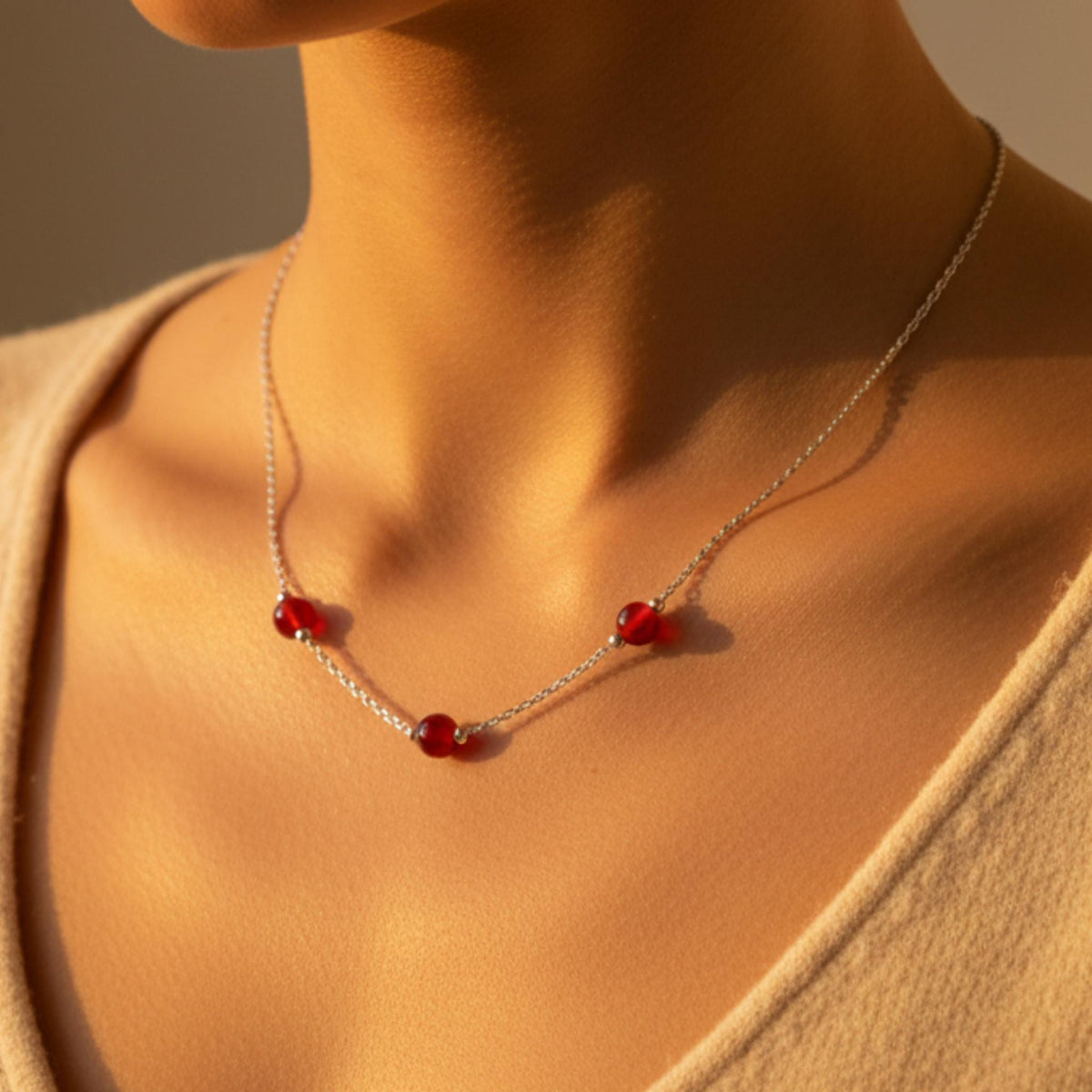 Dainty carnelian necklace for confidence and motivation