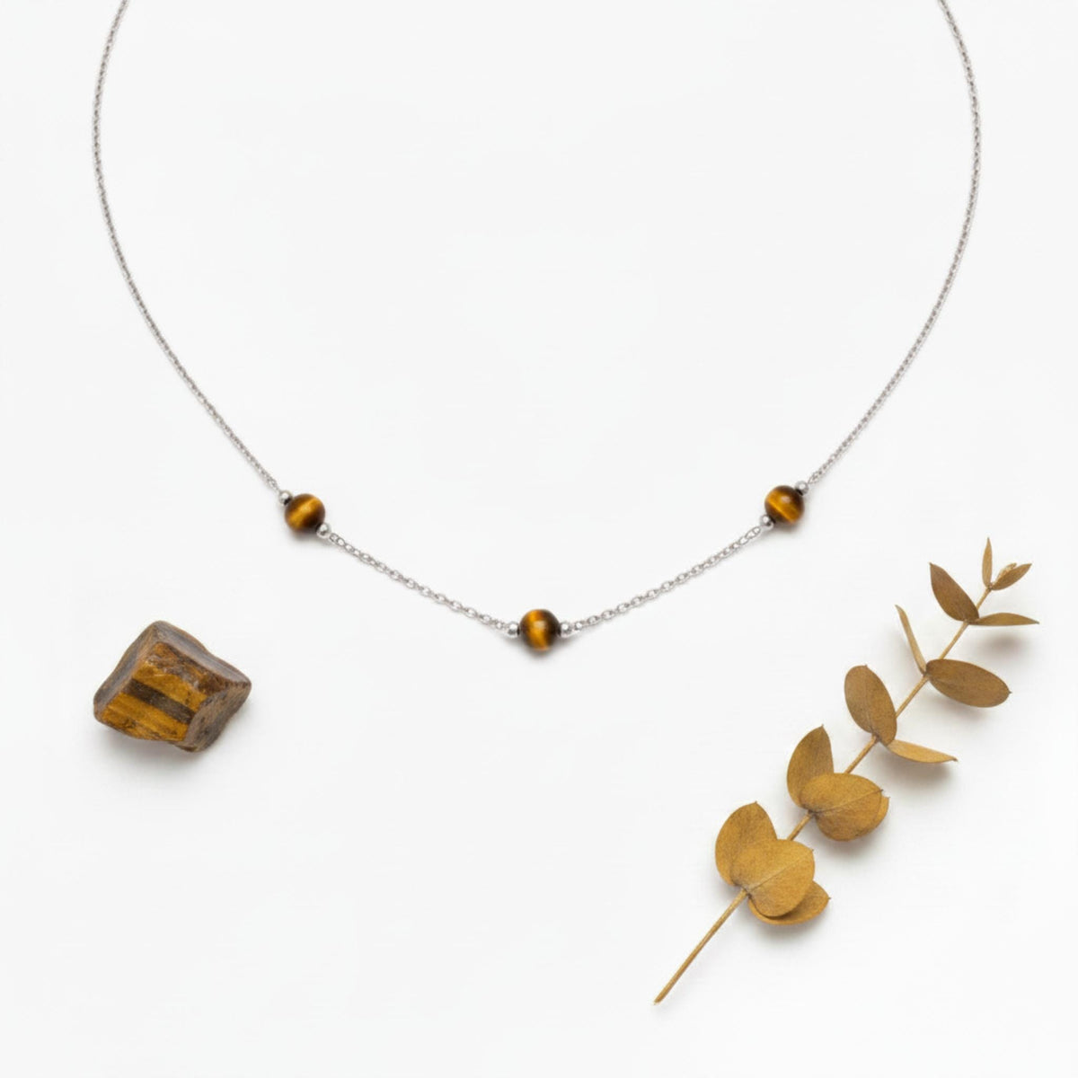 Tiger's eye healing crystal necklace gift for courage and grounding