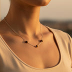 Minimalist golden brown gemstone necklace sterling silver solar plexus chakra jewelry