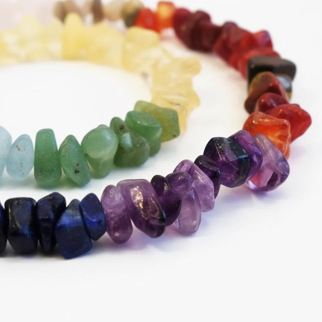 Seven chakra rainbow crystal necklace amethyst rose quartz lapis lazuli spiritual balance gift