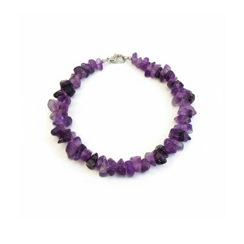 Amethyst chip bracelet with clasp – February birthstone bracelet for peace and stress relief handmade in Canada
