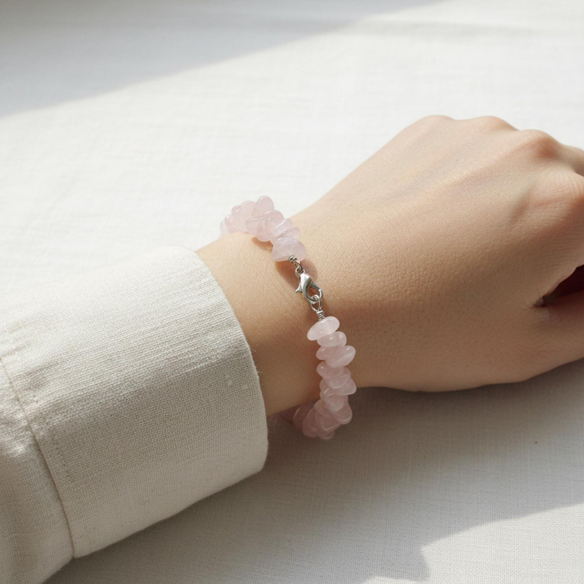 Genuine Rose Quartz bracelet with adjustable clasp – meaningful gift for women going through a hard time
