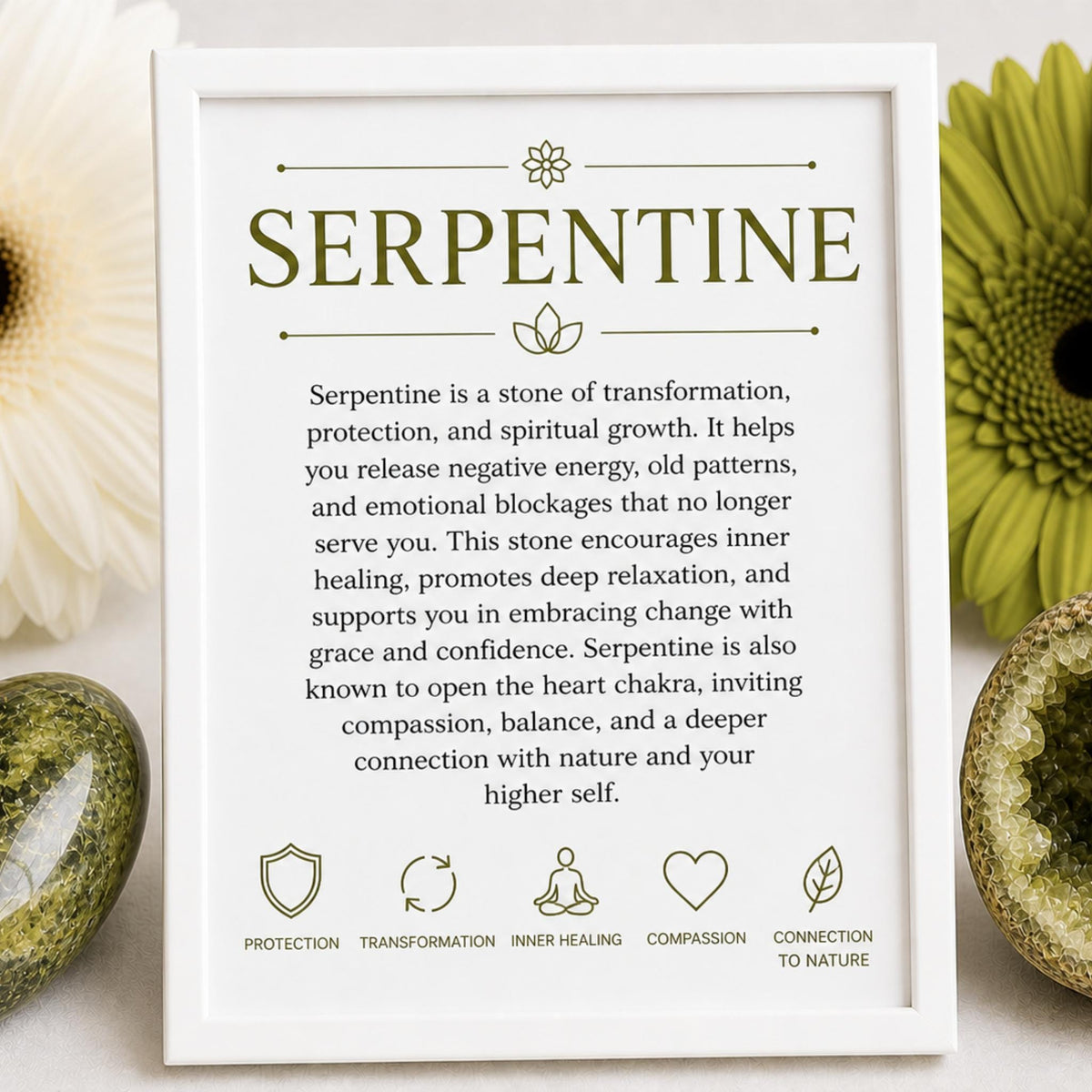 Serpentine crystal meaning – stone of transformation, emotional balance, personal growth and renewal