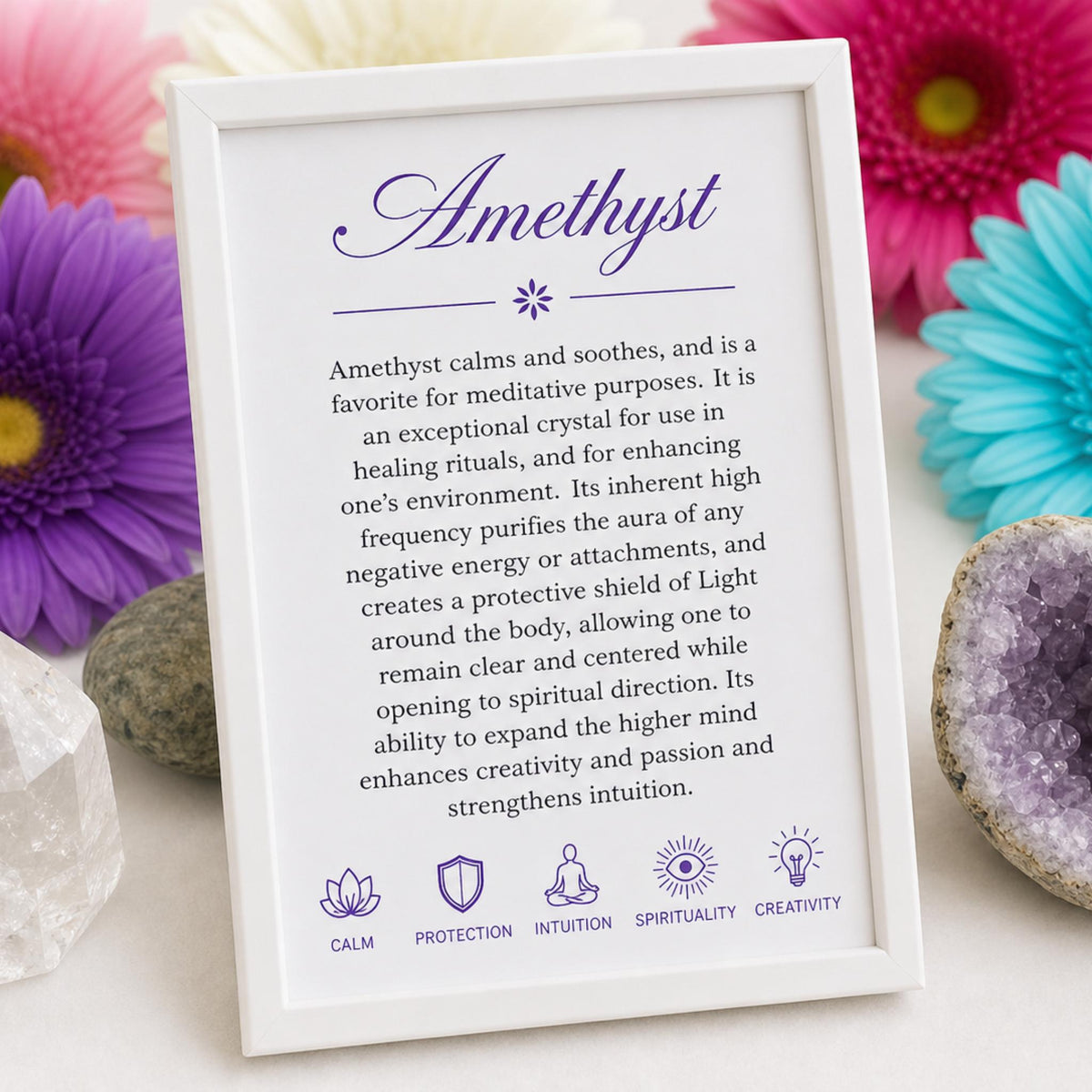 Amethyst gemstone necklace anxiety relief third eye chakra crystal jewelry