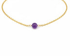 Dainty 8mm amethyst pendant necklace rose gold fill silver plated