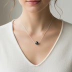 Dainty hematite crystal necklace 8mm gemstone pendant for grounding and protection