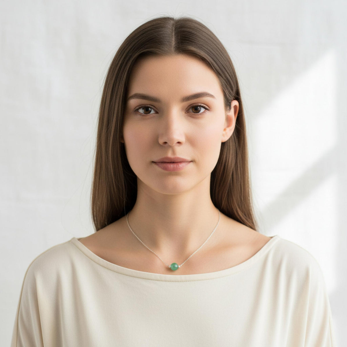 Handmade green aventurine necklace wire wrapped pendant sterling silver Canada