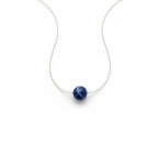 Dainty 8mm sodalite pendant necklace deep blue gemstone rose gold fill silver plated 