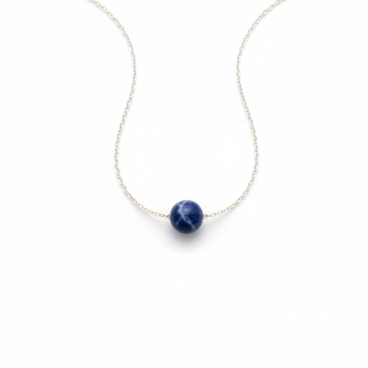 Dainty 8mm sodalite pendant necklace deep blue gemstone rose gold fill silver plated 