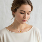 Silver chain healing crystal necklace gift for women rose quartz citrine clear quartz