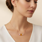 Rose gold chain, close neckline rose quartz necklace for women healing crystal jewelry gift