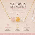 Infographic rose quartz citrine clear quartz necklace for self love and abundance