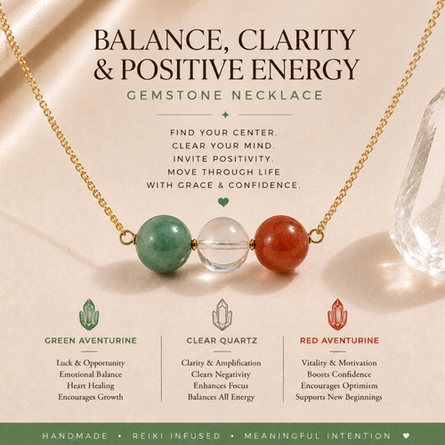 green aventurine clear quartz red aventurine necklace for balance clarity and positive energy