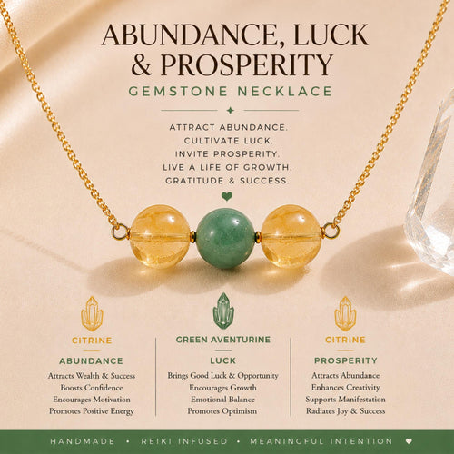 citrine and green aventurine necklace for abundance luck and prosperity