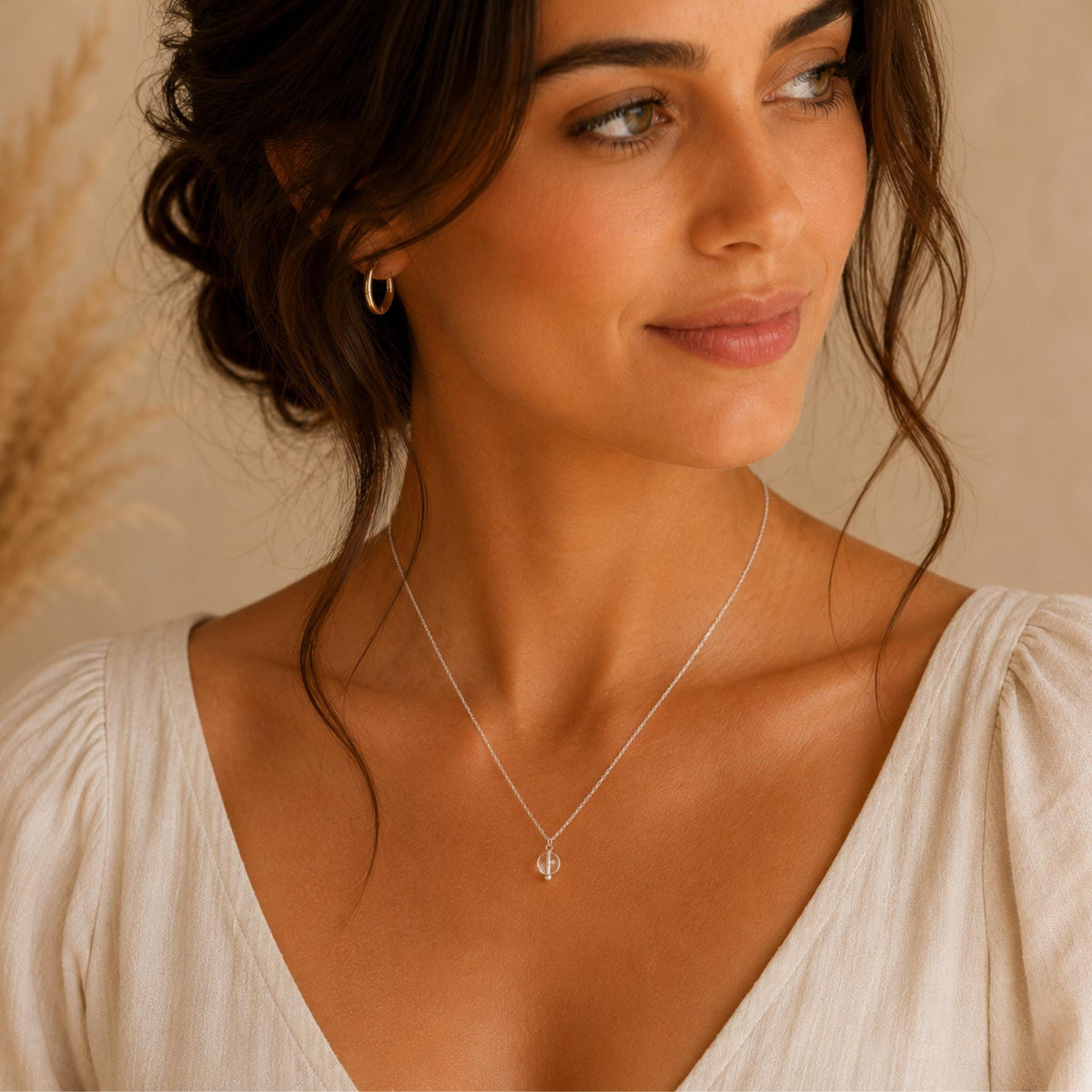 Clear quartz gemstone necklace crown chakra intention setting focus amplification crystal jewelry