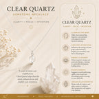 Tiny 4mm clear quartz pendant necklace transparent crystal stone rose gold fill silver plated 