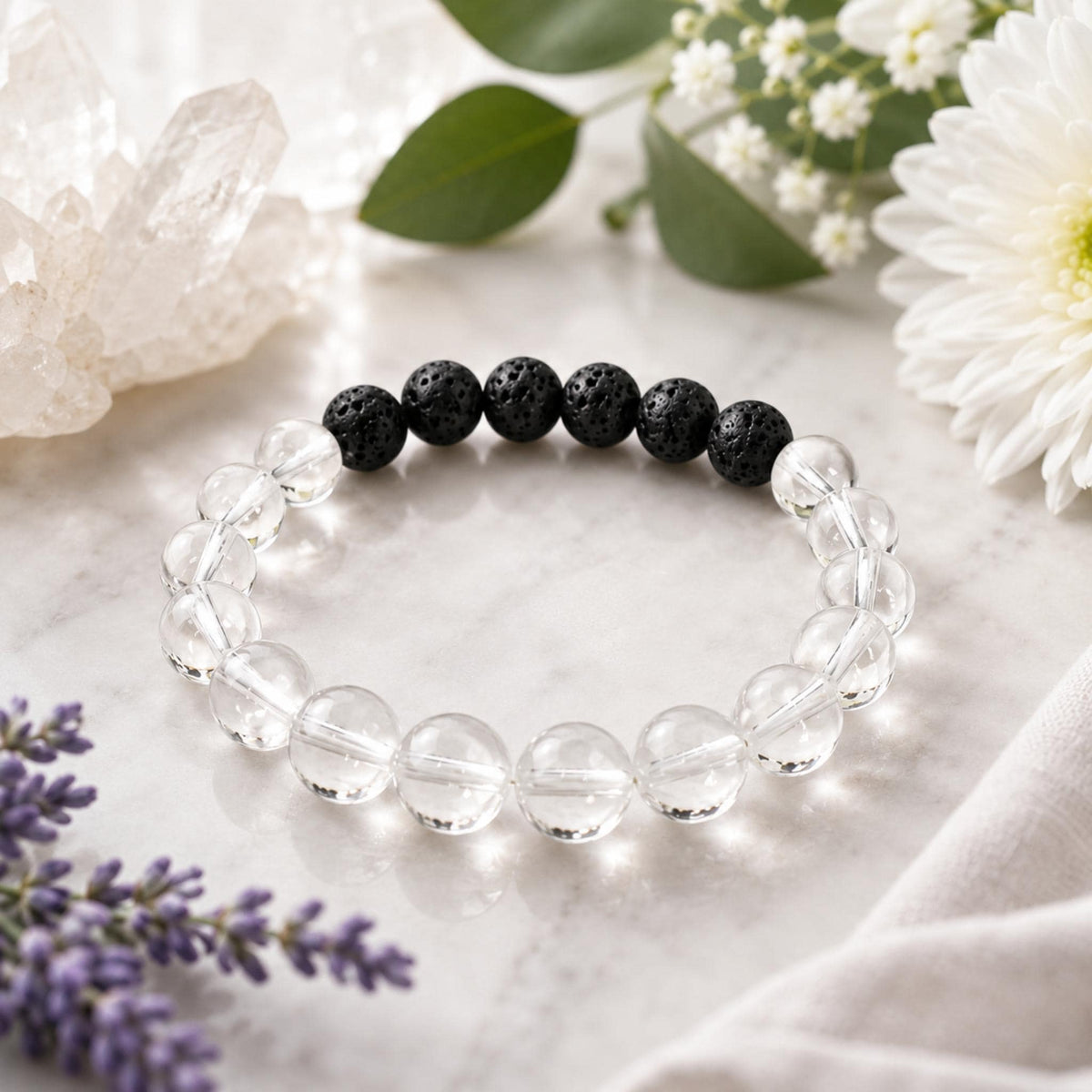 clear quartz lava stone essential oil diffuser bracelet for clarity and focus