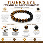 lava stone essential oil diffuser bracelet tiger eye Reiki infused gift