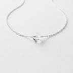 Dainty 8mm clear quartz pendant necklace rose gold fill silver plated
