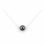 Dainty 8mm hematite pendant necklace minimalist black gemstone jewelry 