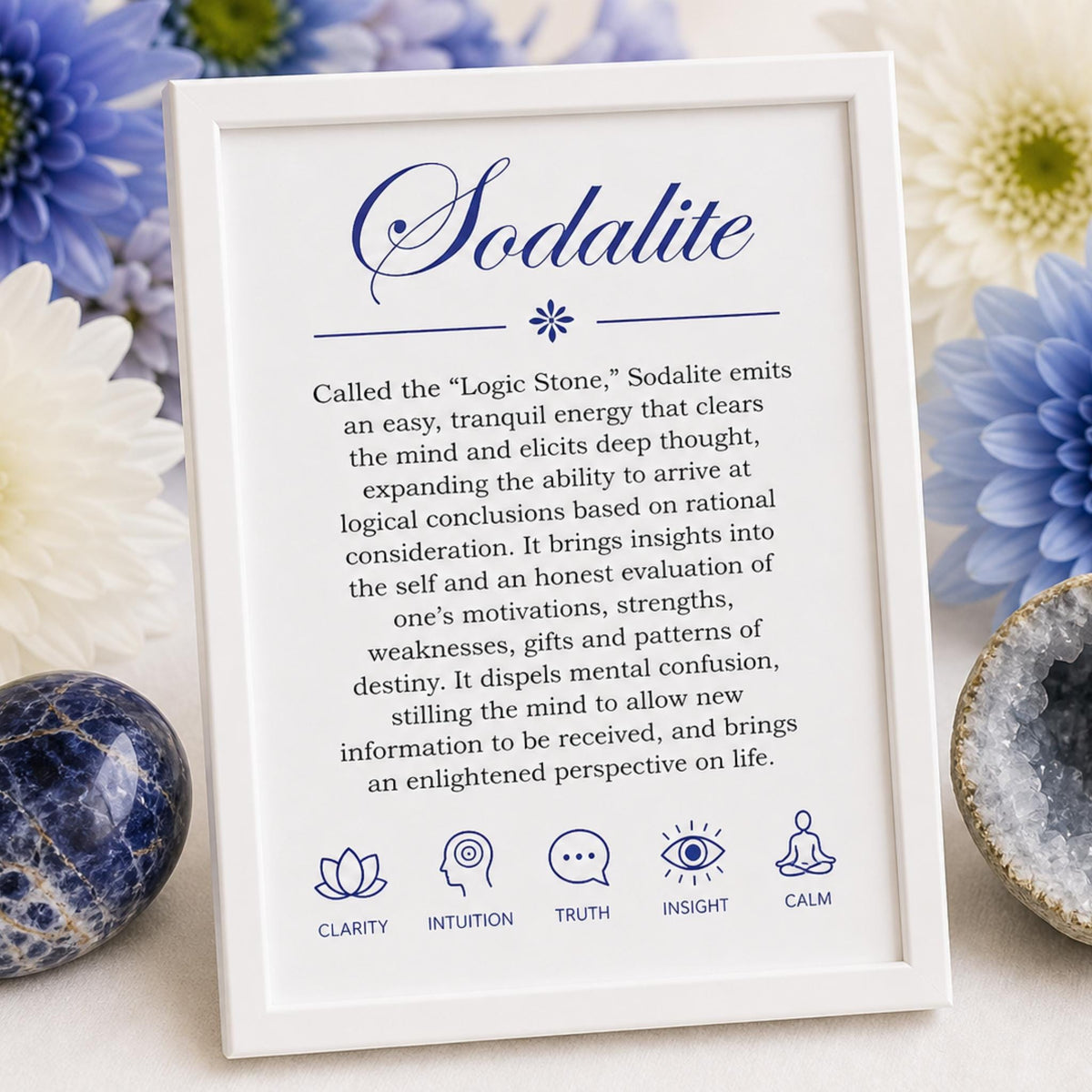 Sodalite gemstone necklace throat chakra third eye crystal jewelry for women